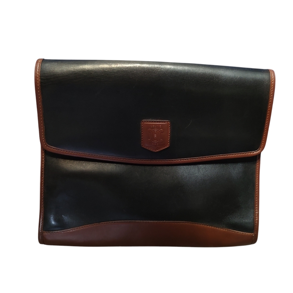 Celine Black and Brown Leather Portfolio/Briefcase